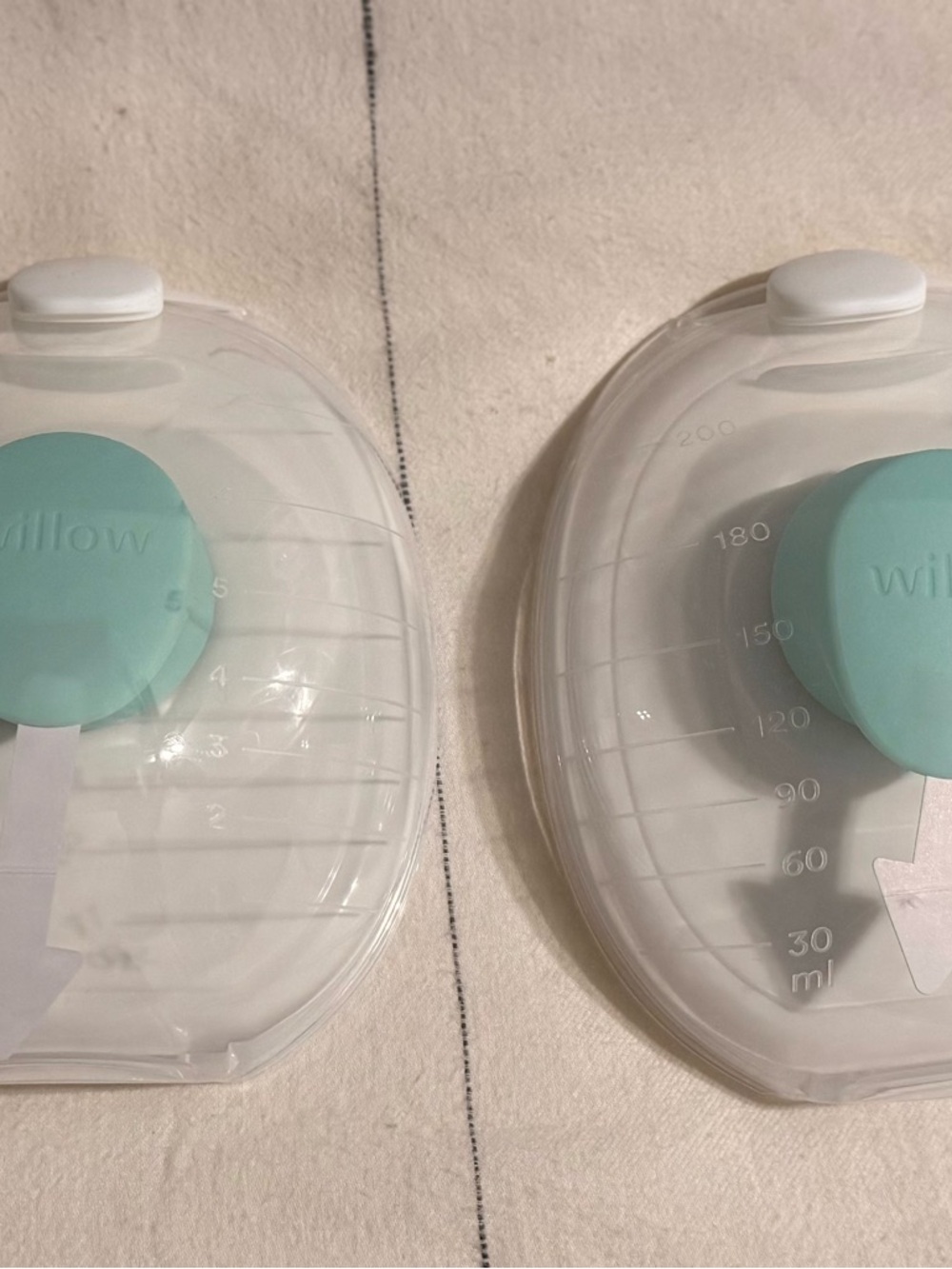 Willow Clear Milk Collection Cups with Mint Green Caps (Pair)